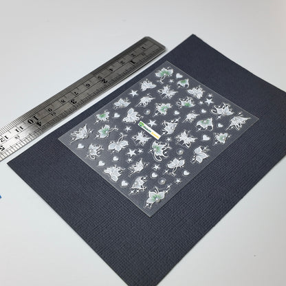 White and Green Butterfly Sticker Decal