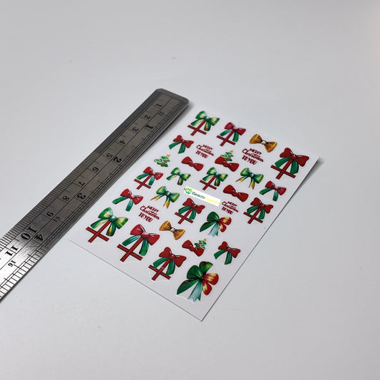 Green and Red Christmas Bows Sticker Decal