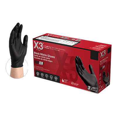 X3 Black Nitrile Glove Box