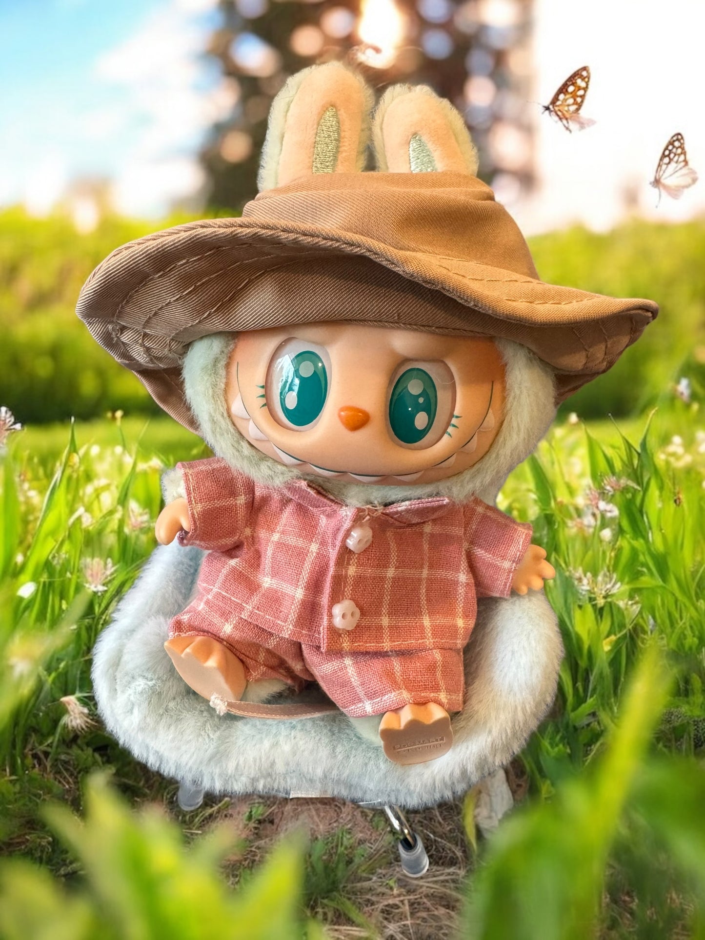 Doll Clothes fits Labu  # 004 Pink Shirt and Pants with Hat