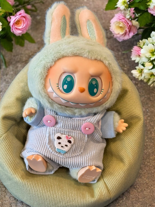 Doll Clothes fits Labu  # 006 Blue Overalls