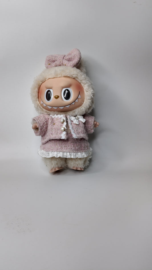 Doll Clothes fits Labu #119 Pink Tweed Outfit with bow