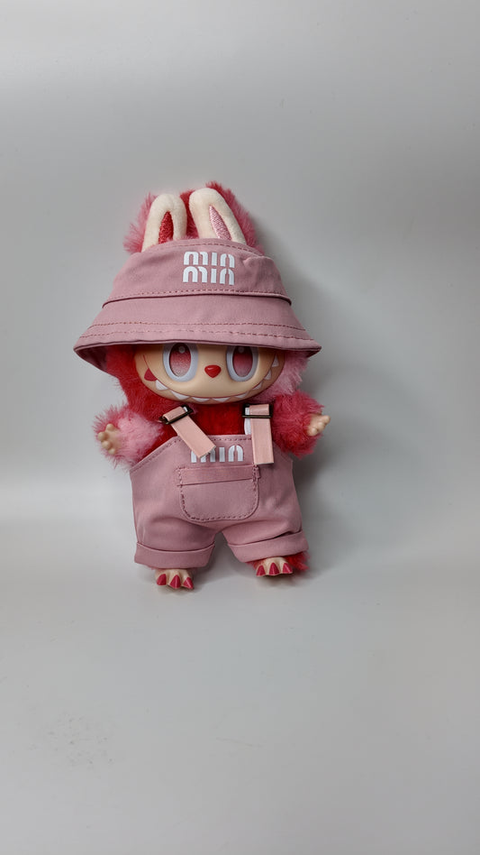 Doll Clothes fits Labu #102 Pink Miu Miu Overalls with Hat