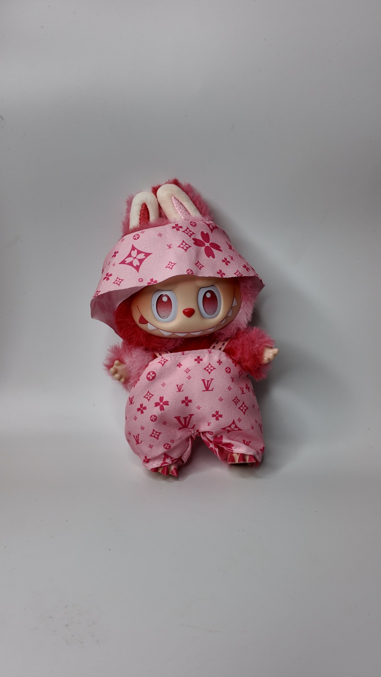 Doll Clothes fits Labu #099 Monogram Overalls with Hat (Pink or Brown)