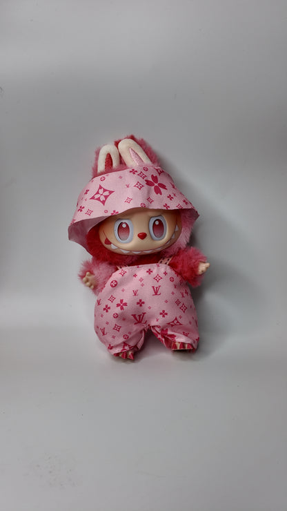 Doll Clothes fits Labu #099 Monogram Overalls with Hat (Pink or Brown)