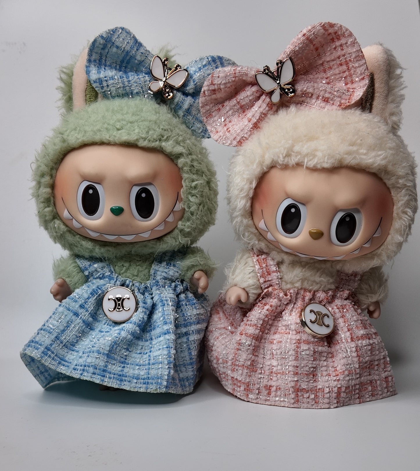 Doll Clothes fits Labu  #097 Tweed Dress (Blue or Pink)