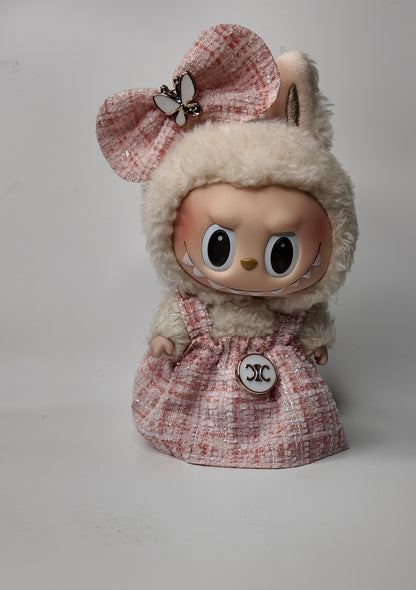 Doll Clothes fits Labu  #097 Tweed Dress (Blue or Pink)