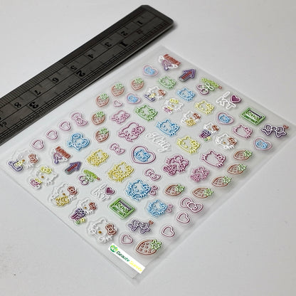 Colorful Hello Kitty Outline Sticker Decal