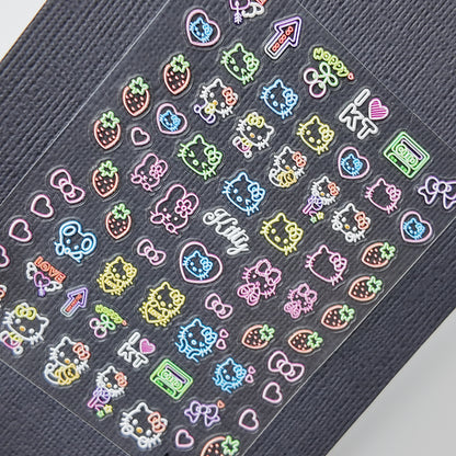 Colorful Hello Kitty Outline Sticker Decal