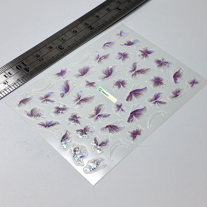 White and Purple Floral Butterfly Sticker Decal
