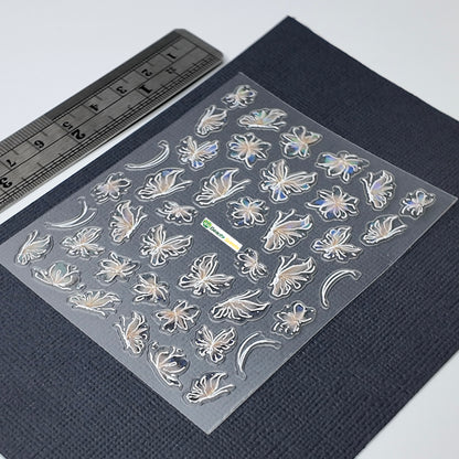 White and Tan Floral Butterfly Sticker Decal