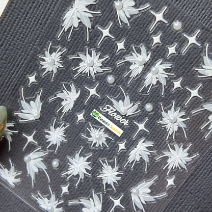 White Floral Butterfly Sticker Decal