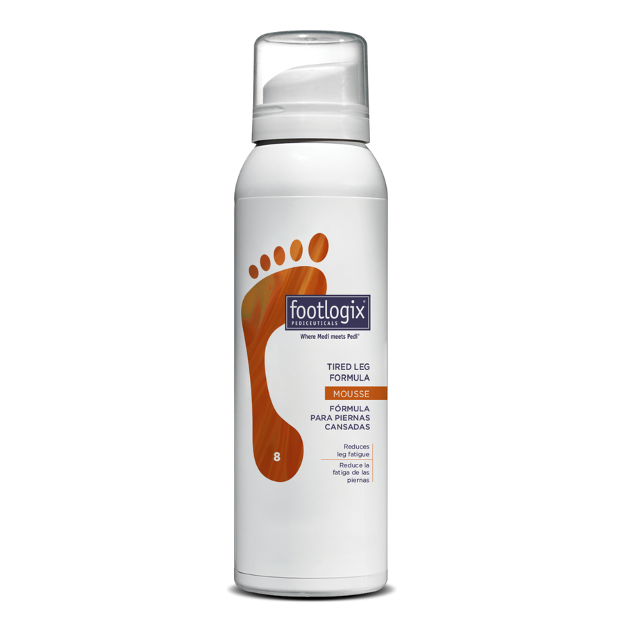 Footlogix TIRED LEG FORMULA foot care product bottle on a white background