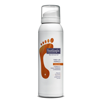 Footlogix TIRED LEG FORMULA foot care product bottle on a white background