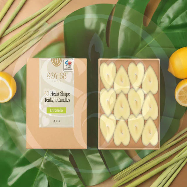 Soy 68 Heart Shaped Tealight Moisturizer Candle (60/box)