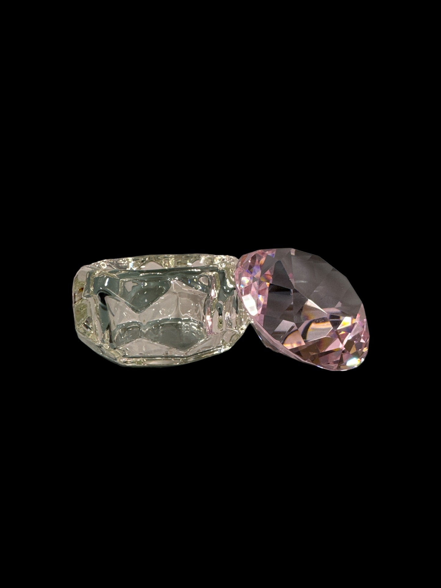 Glass liquid Jar Diamond Shape Lid