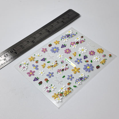 Pastel Daisy Flower with Fruits Sticker Decal