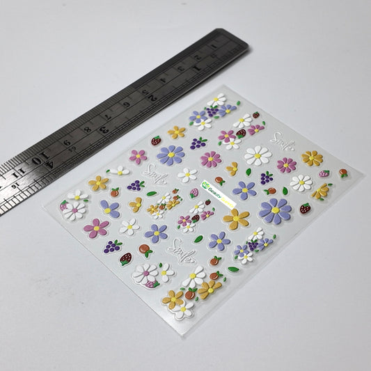 Pastel Daisy Flower with Fruits Sticker Decal
