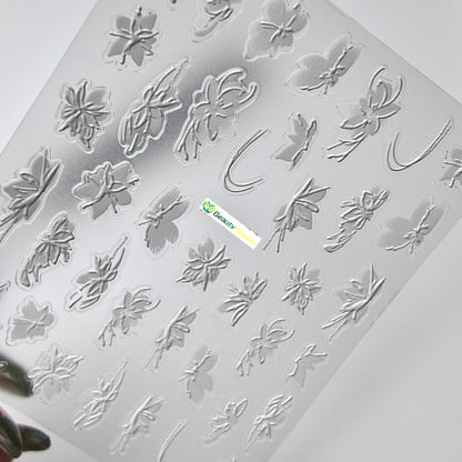 White Textured Flower Sticker Decal