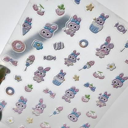 Lavender and Blue Cute Bunny and Candy Sticker Decal