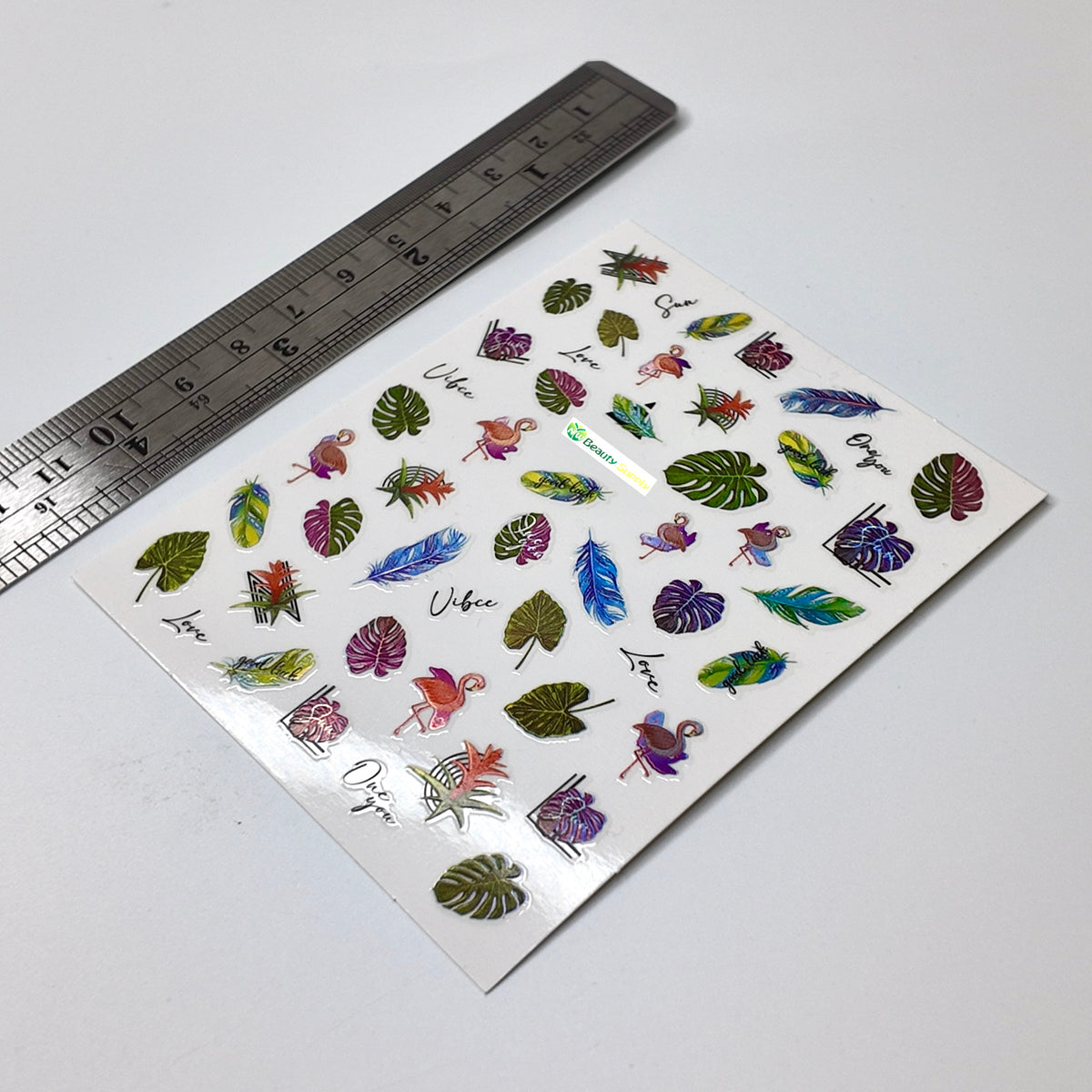 Flamingos and Tropical Leaves Sticker Decal