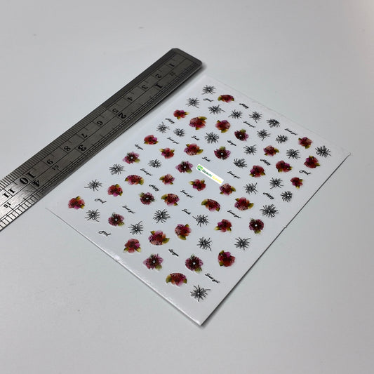 Red Flower with Words Sticker Decal