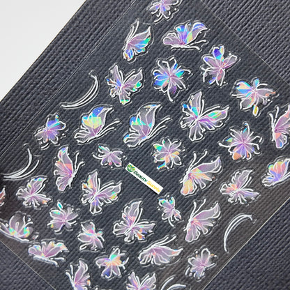 White and Purple Floral Butterfly Sticker Decal