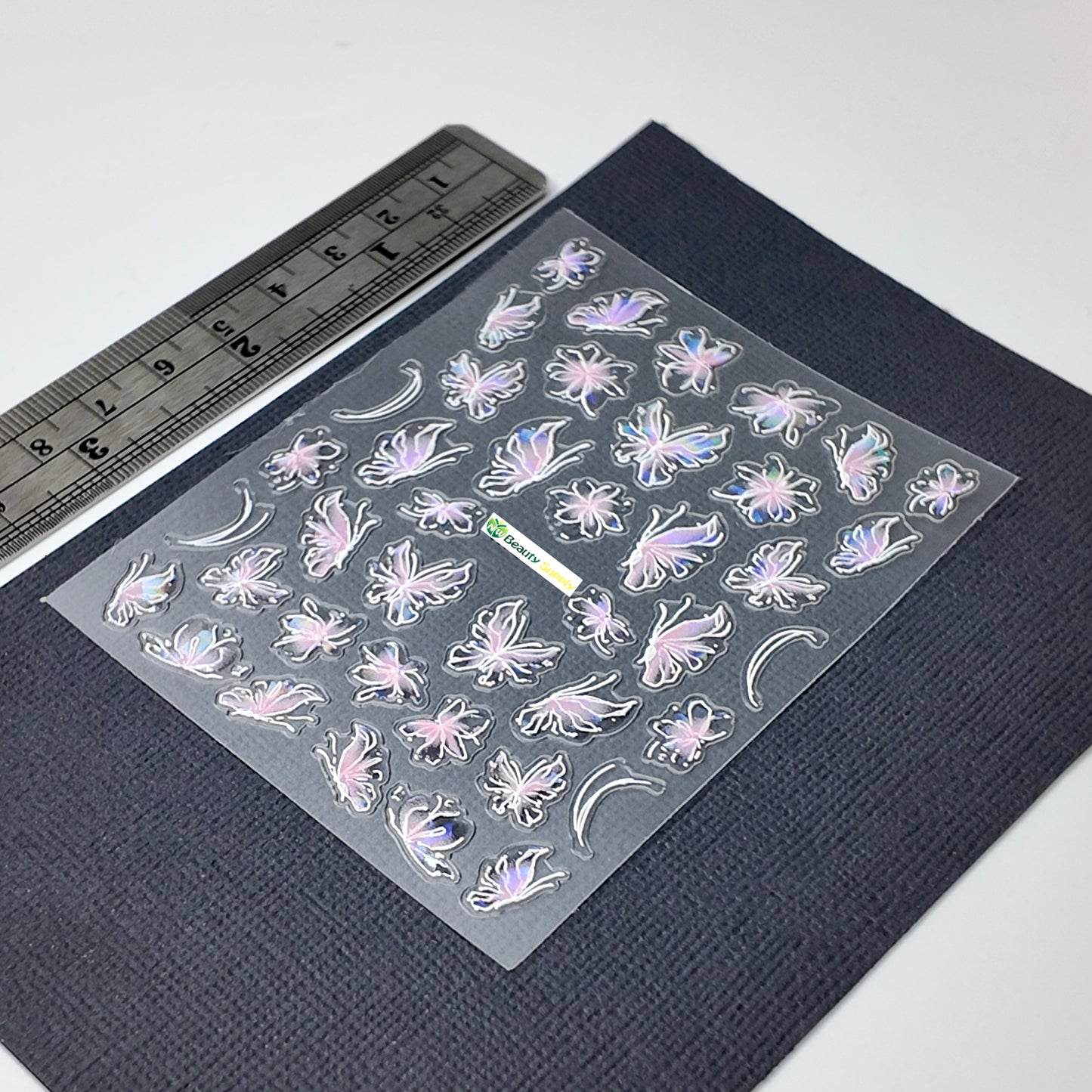 White and Pink Floral Butterfly Sticker Decal