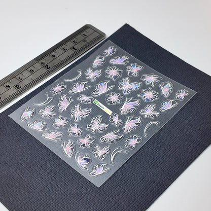 White and Pink Floral Butterfly Sticker Decal