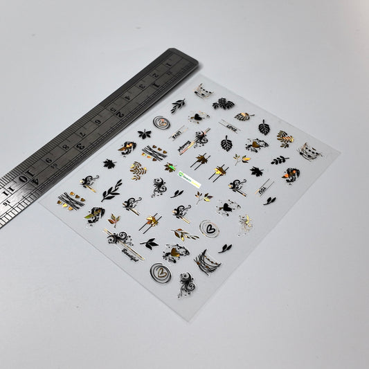 Gold and Black Leaves Sticker Decal