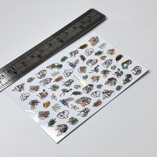 Face Outlines with Leaves Sticker Decal