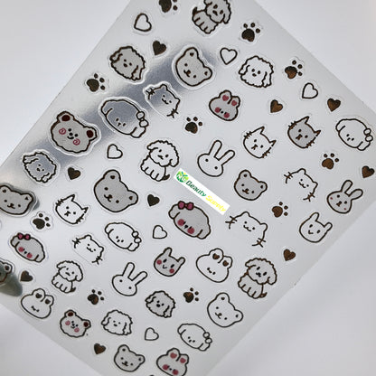 White and Gold Bear and Dog Sticker Decal