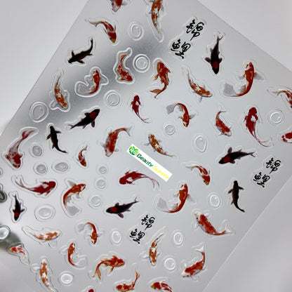 Orange and Black Koi Fish Sticker Decal