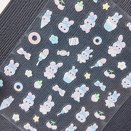 Lavender and Blue Cute Bunny and Candy Sticker Decal