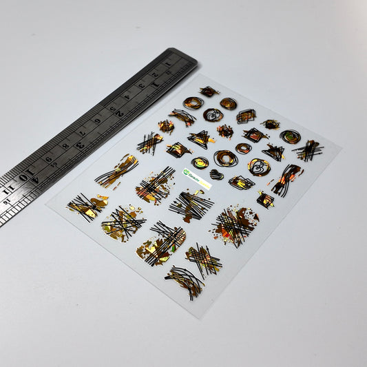 Gold and Black Abstract Lines and Shapes Sticker Decal