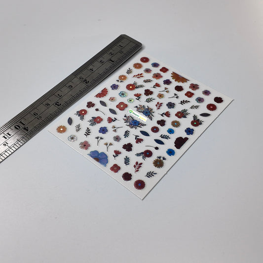 Holographic Flowers and Leaves Sticker Decal