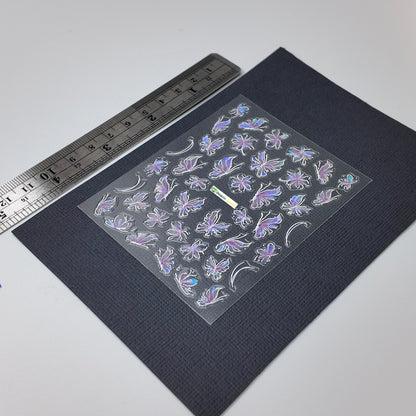 White and Purple Floral Butterfly Sticker Decal