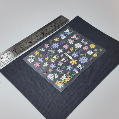 Pastel Daisy Flower with Fruits Sticker Decal