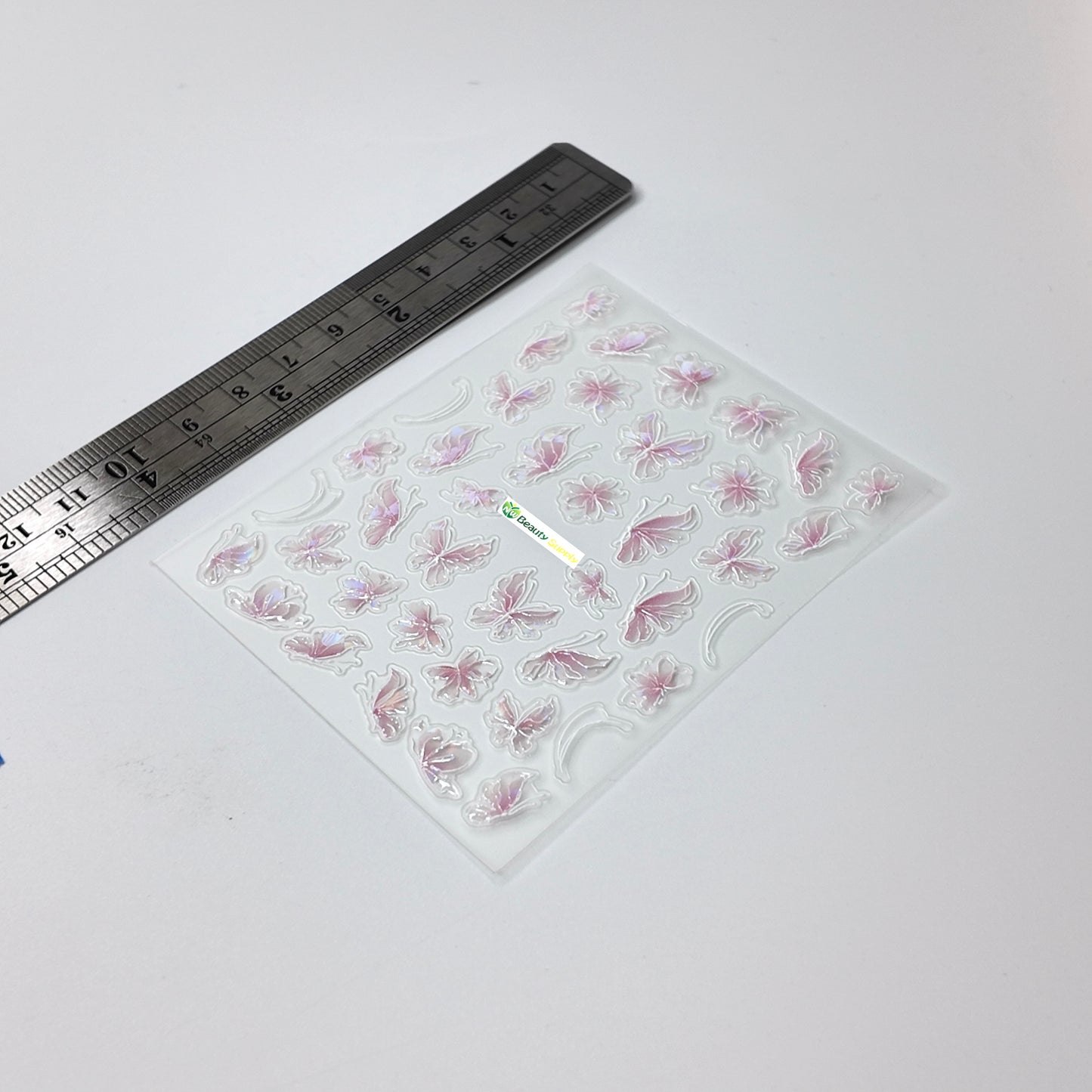 White and Pink Floral Butterfly Sticker Decal