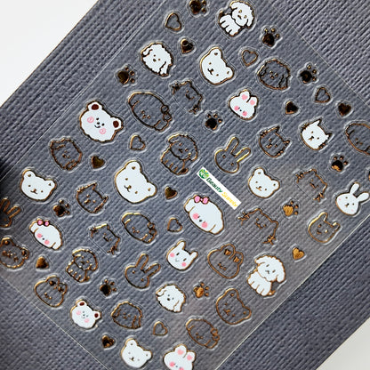 White and Gold Bear and Dog Sticker Decal