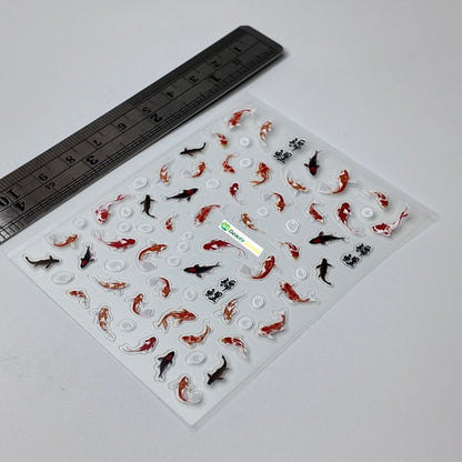 Orange and Black Koi Fish Sticker Decal