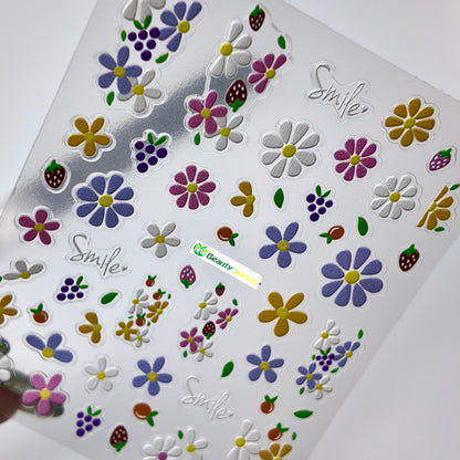 Pastel Daisy Flower with Fruits Sticker Decal