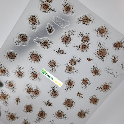 Gold Flowers and Words Sticker Decal