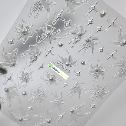 White Floral Butterfly Sticker Decal