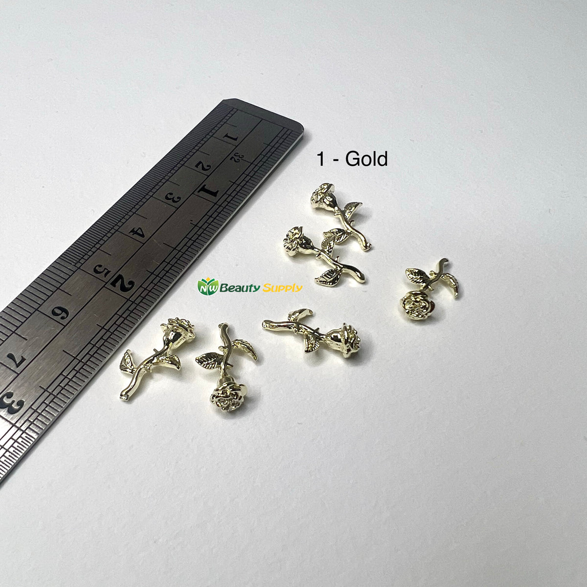 3D Metal Flower Charms - 6 Ct