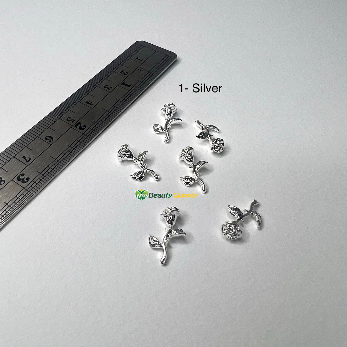 3D Metal Flower Charms - 6 Ct