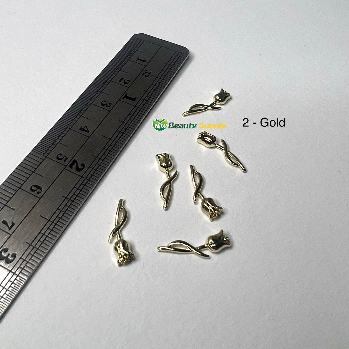3D Metal Flower Charms - 6 Ct