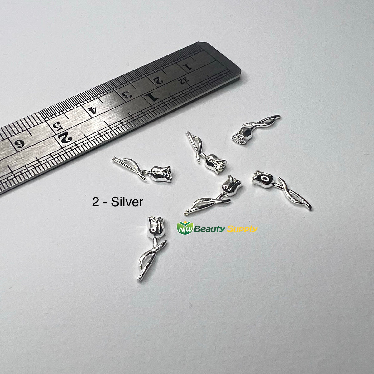 3D Metal Flower Charms - 6 Ct