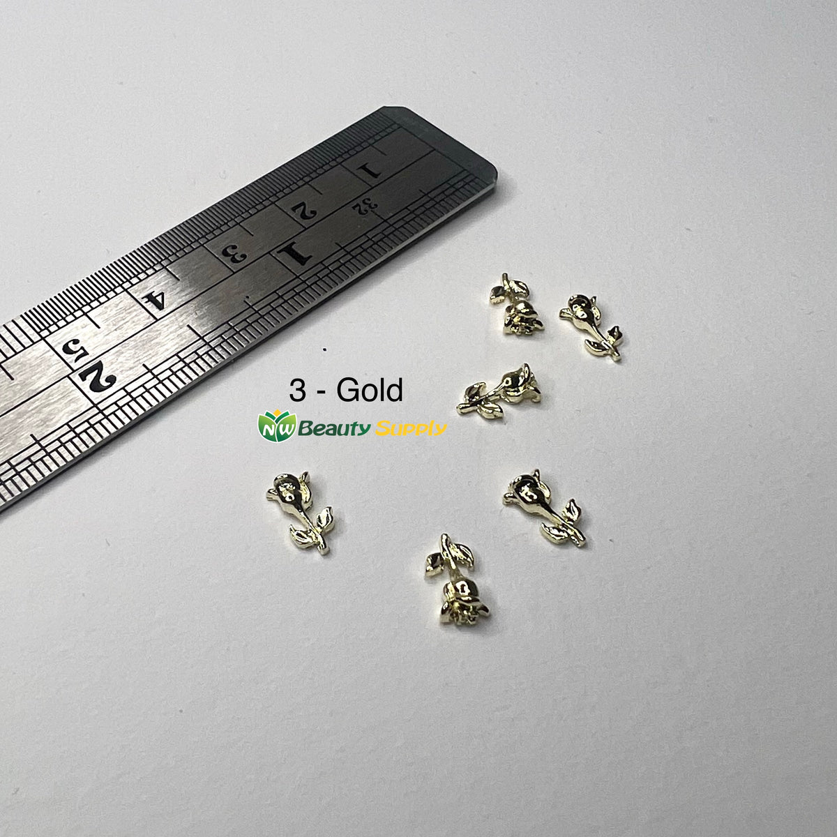 3D Metal Flower Charms - 6 Ct