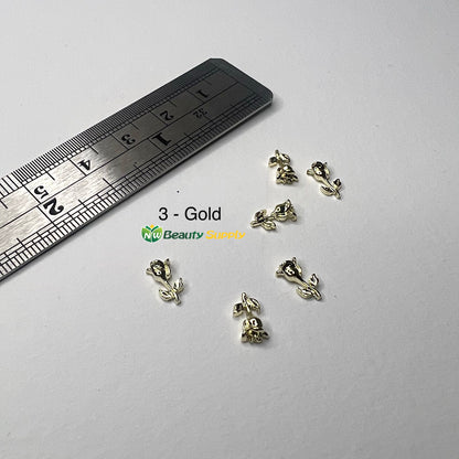 3D Metal Flower Charms - 6 Ct